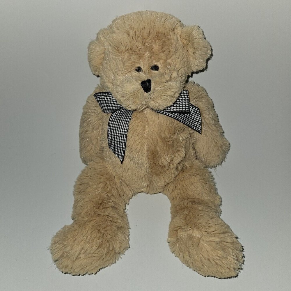 Circo Tan Teddy Bear Plush 12" Lovey Houndstooth Bow Animal Adventure 2010